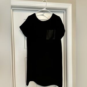 JCrew Factory Black shift dress with faux leather pocket